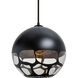 Rocky 1 Light Black Cord Pendant Ceiling Light