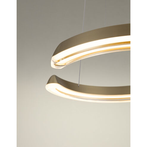 Solaire LED 15.7 inch Satin Antique Brass Pendant Ceiling Light