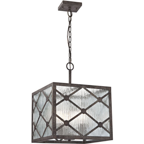 Radley 3 Light 14 inch Dark Rust with Clear Pendant Ceiling Light