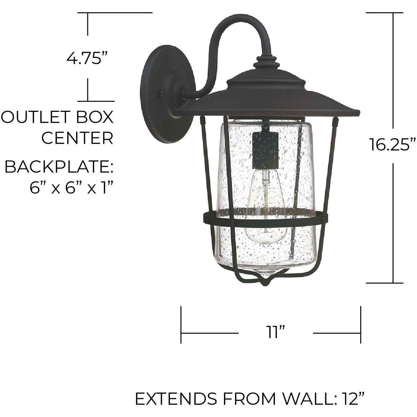 Creekside 1 Light 16 inch Black Outdoor Wall Lantern