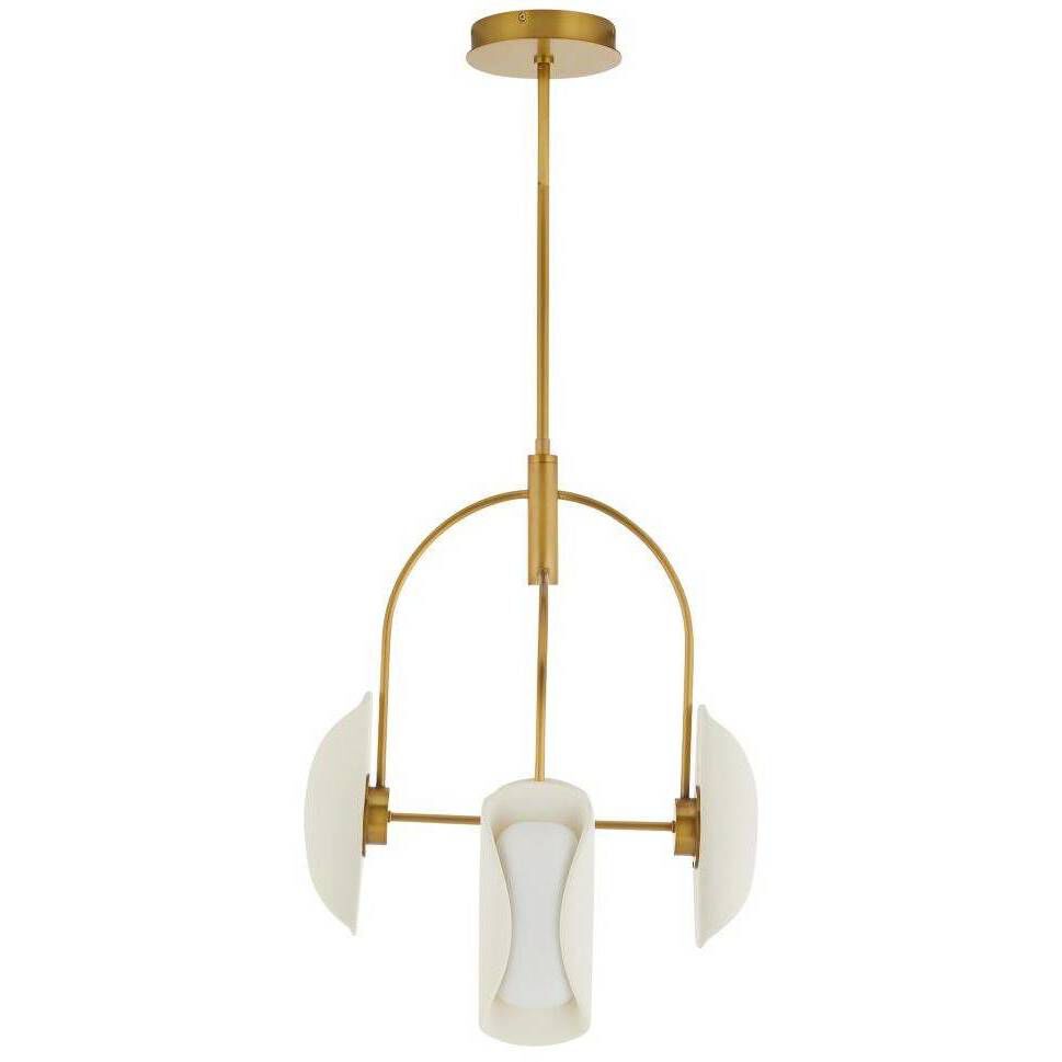 Roll 4 Light 20 inch Antique Brass and Ivory Chandelier Ceiling Light