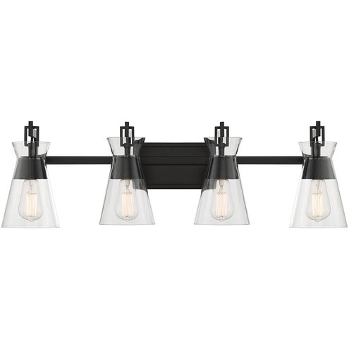Lakewood 4 Light 32 inch Black Bathroom Vanity Light Wall Light, Essentials