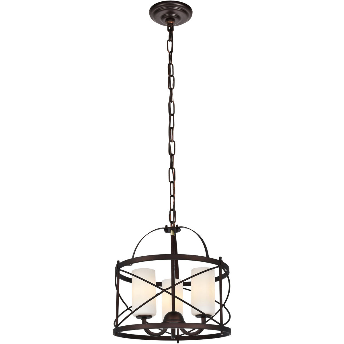 Wren 3 Light 16 inch Dark Copper Brown and White Pendant Ceiling Light