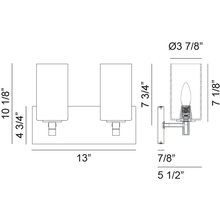 Candela 2 Light 13 inch Matte Black Wall Sconce Wall Light in Matte Black and Clear