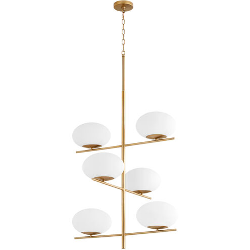 Pod 6 Light 26 inch Aged Brass Chandelier Ceiling Light, Large