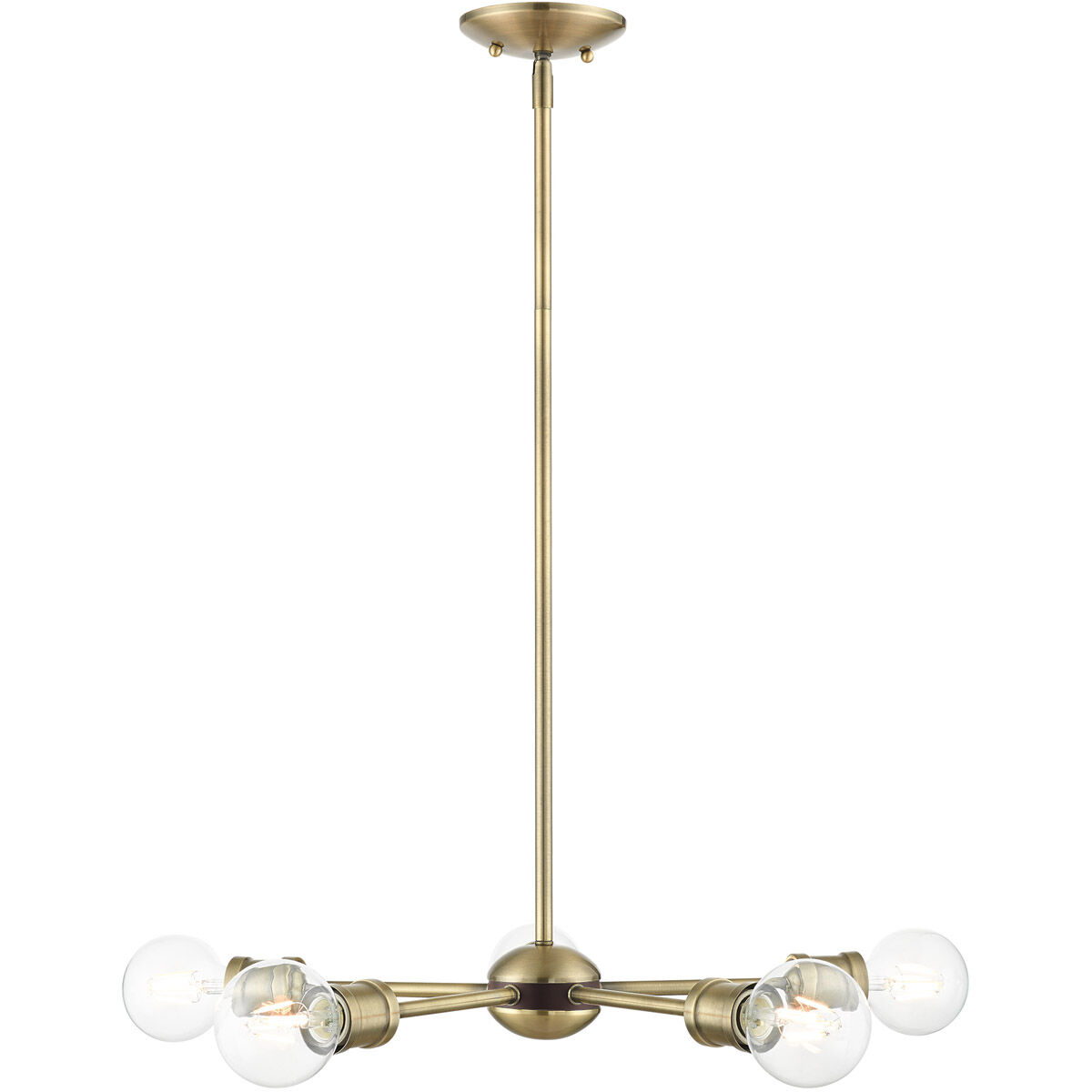 Lansdale 5 Light 19 inch Antique Brass with Bronze Accents Chandelier Ceiling Light