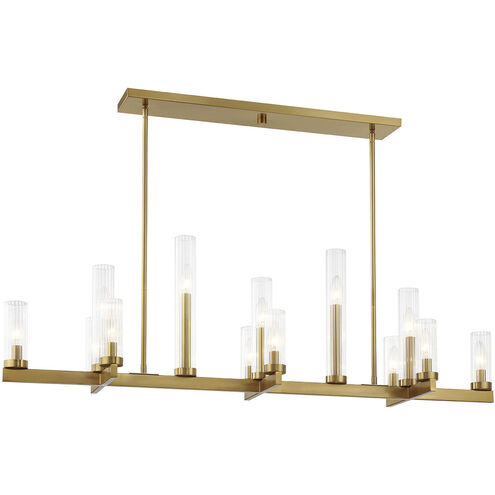 Carina 13 Light 47.5 inch Warm Brass Linear Chandelier Ceiling Light