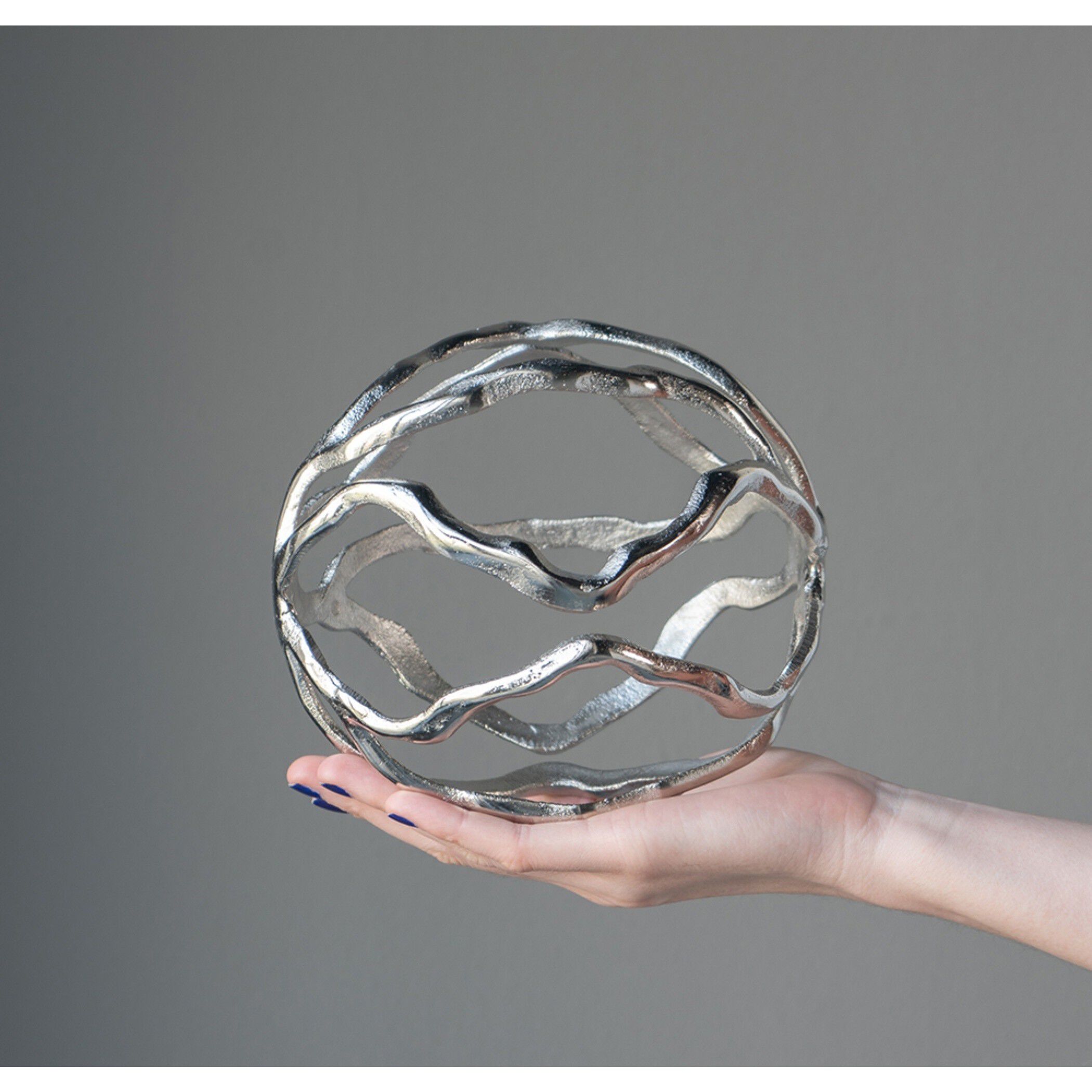 Wave Sphere Silver Accent Decor