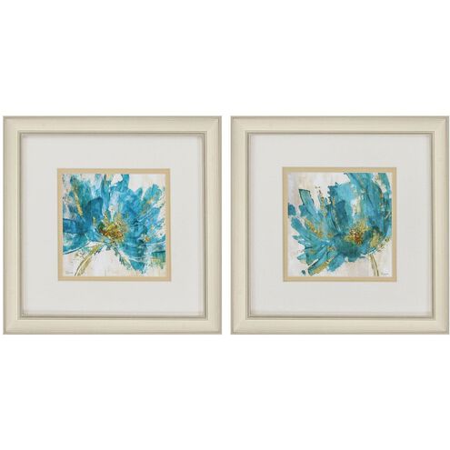 Florals Collection Teal Framed Art