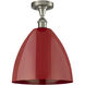 Edison Plymouth Dome 1 Light 12 inch Brushed Satin Nickel Semi-Flush Mount Ceiling Light in Red