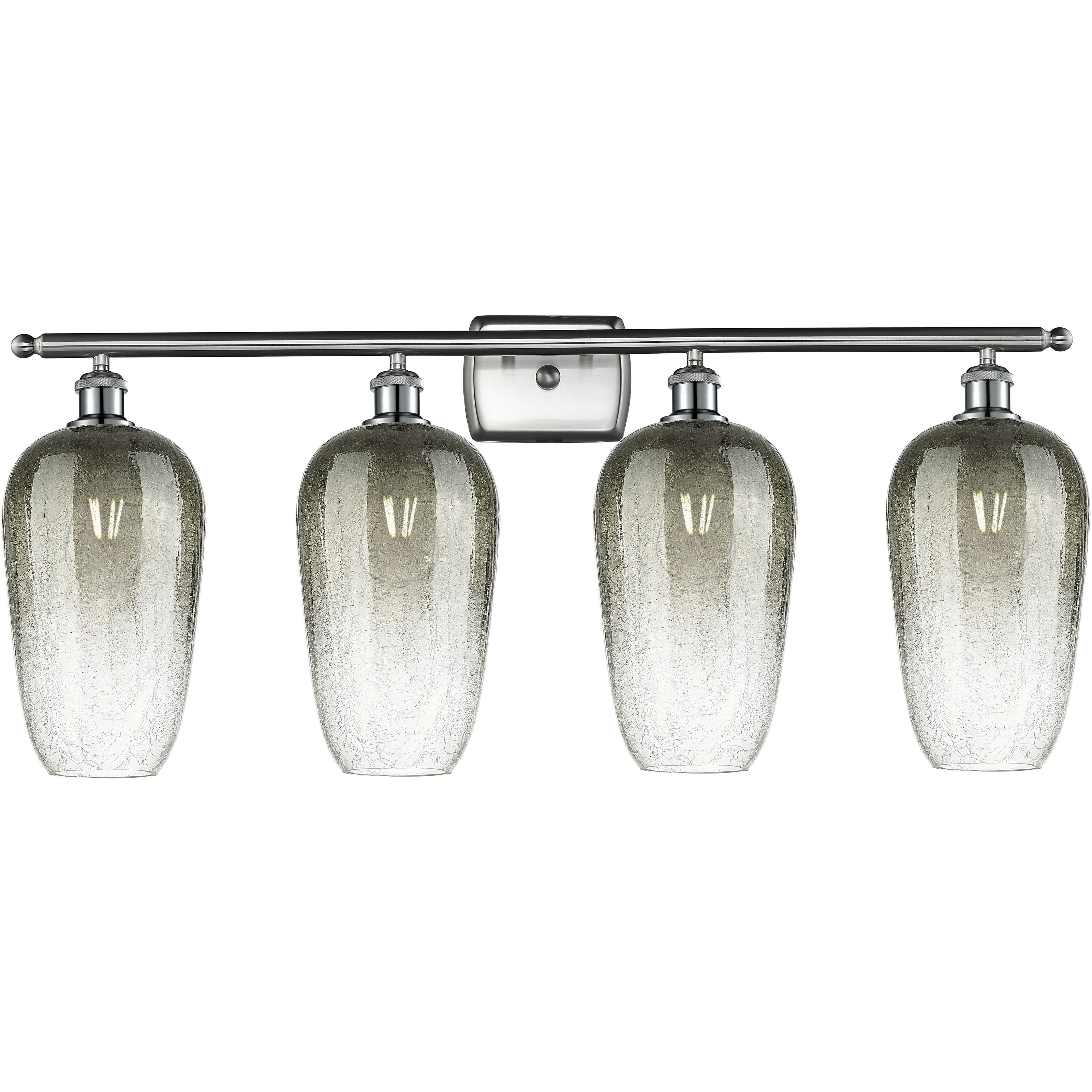 Ballston Brookhaven Flute 4 Light 37 inch Brushed Satin Nickel Bath Vanity Light Wall Light in Slate Glass