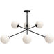 Alora Mood Cassia 6 Light 39.5 inch Matte Black Chandelier Ceiling Light in Opal Glass Shade