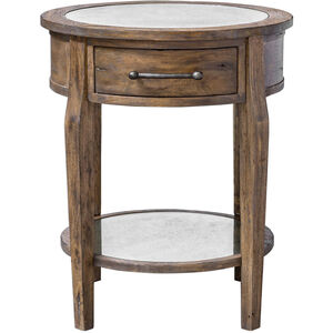 Raelynn 29 X 25 inch Weathered Pecan with Gray Wash and Antique Mirror Lamp Table