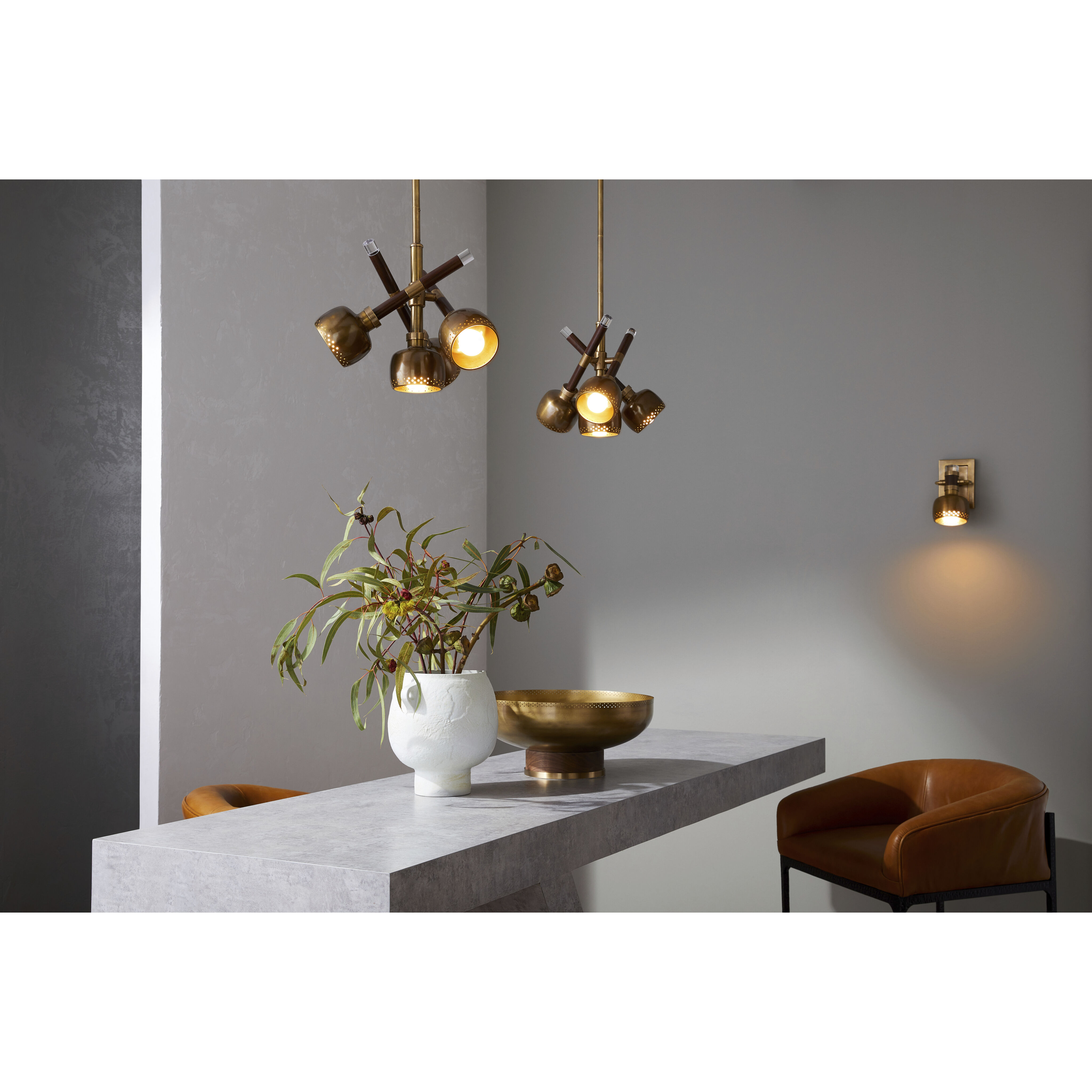 Pavo 4 Light 15 inch Dark Walnut and Vintage Brass Pendant Ceiling Light, Large