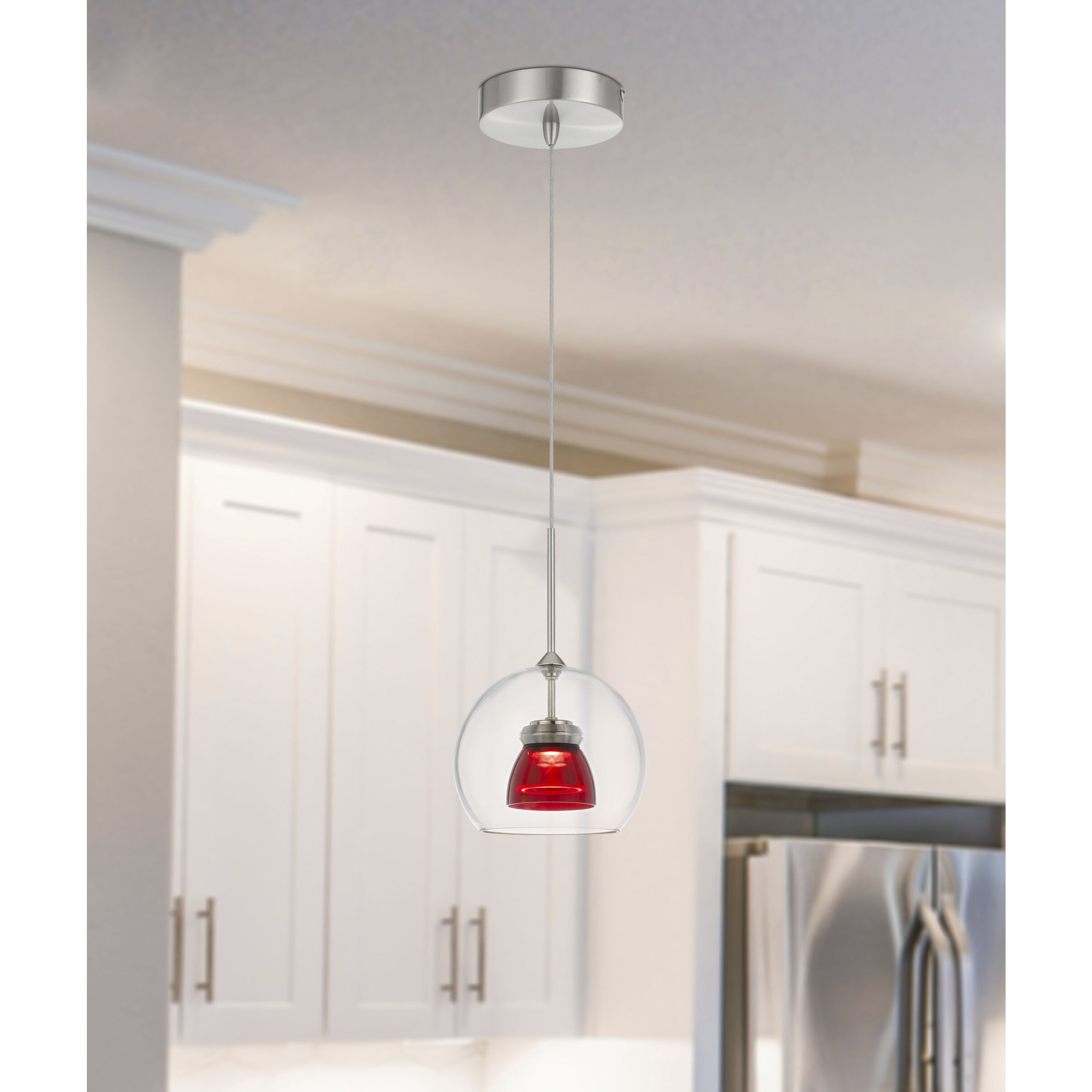 Double Glass LED 6 inch Red Clear Mini Pendant Ceiling Light