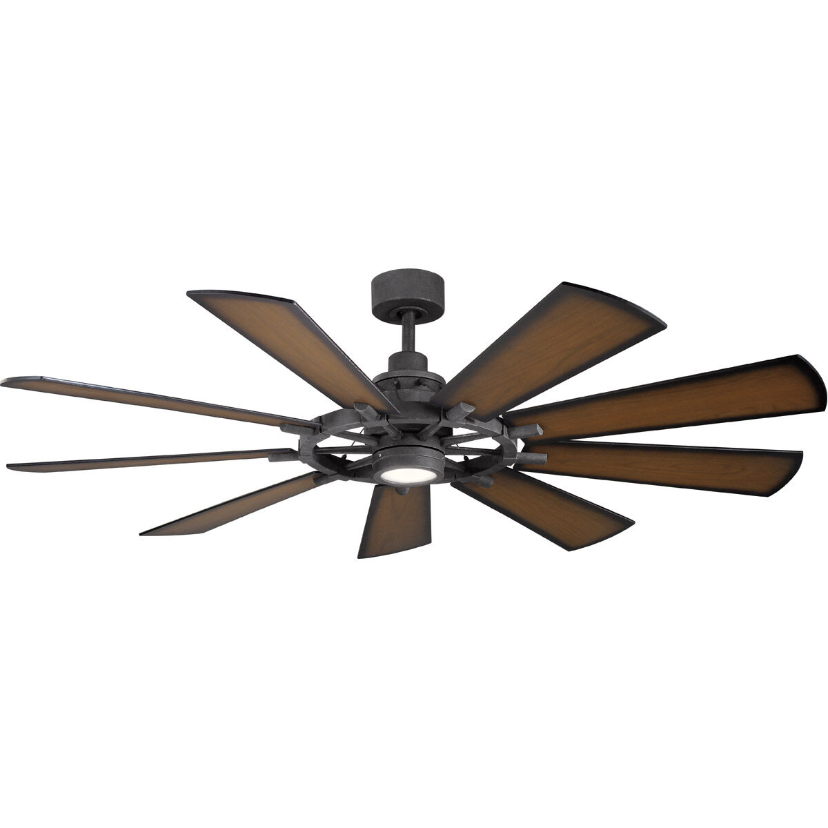 Gentry 65 inch Distressed Black with Walnut Blades Ceiling Fan in Walnut/Walnut Shadowed