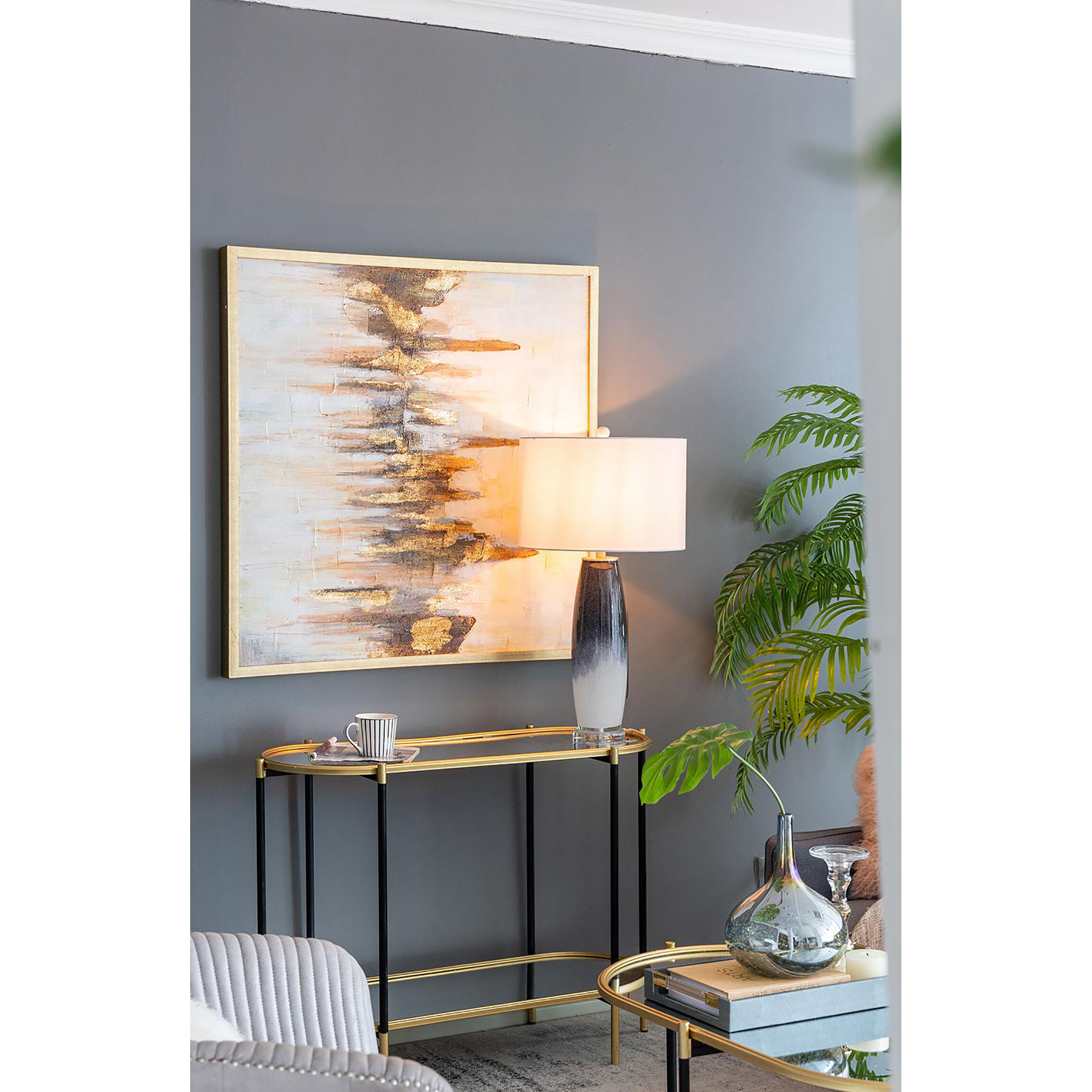 Ombre 28.3 inch 60 watt Grey/White Table Lamp Portable Light