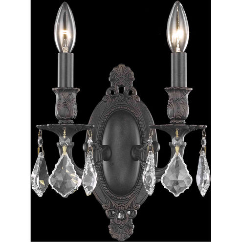 Rosalia 2 Light 9 inch Dark Bronze Wall Sconce Wall Light in Clear, Royal Cut