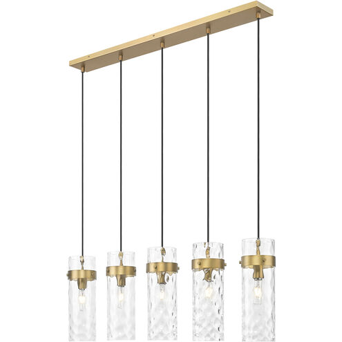 Fontaine Linear Chandelier Ceiling Light in Rubbed Brass