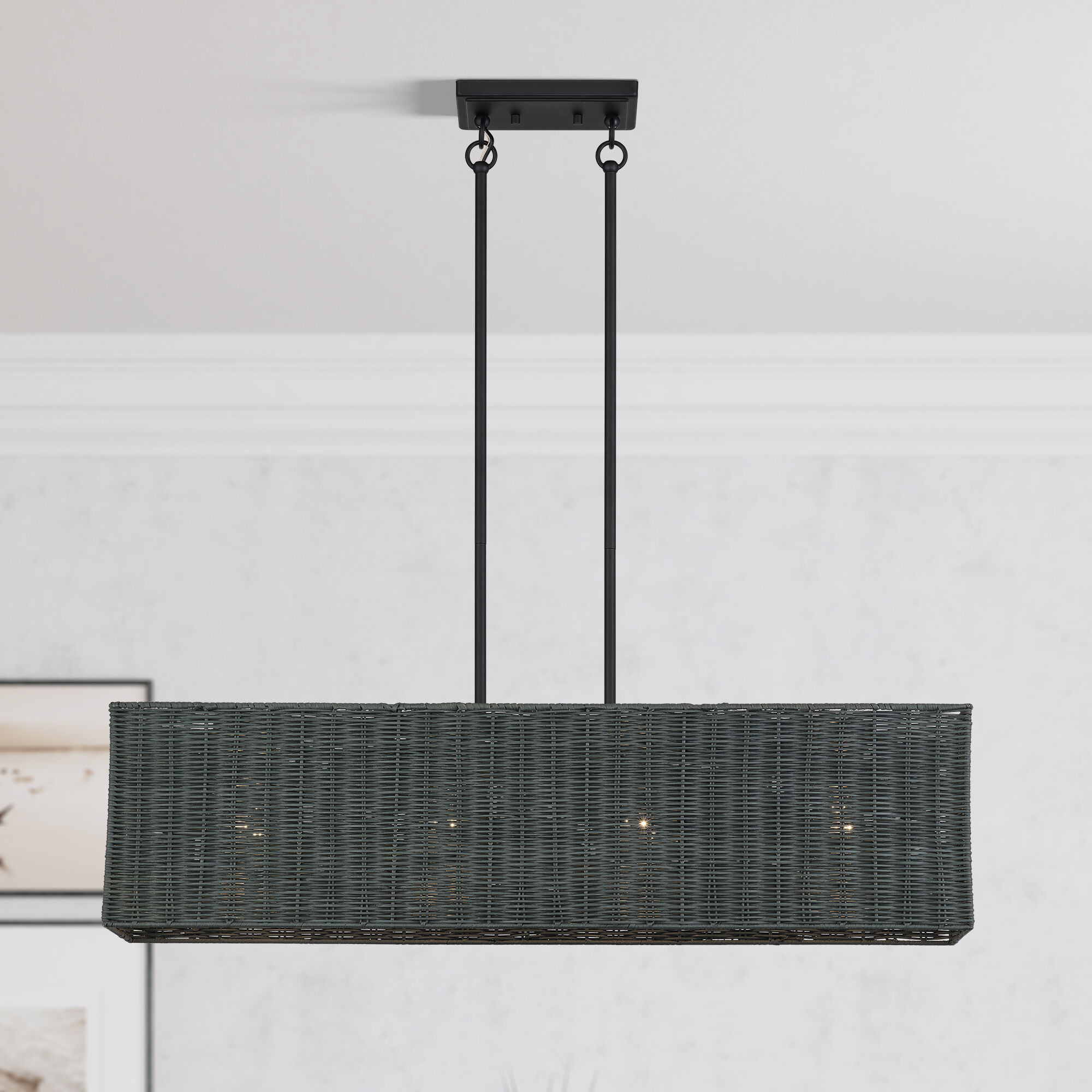 Weavington 4 Light 36 inch Black Linear Chandelier Ceiling Light, Large