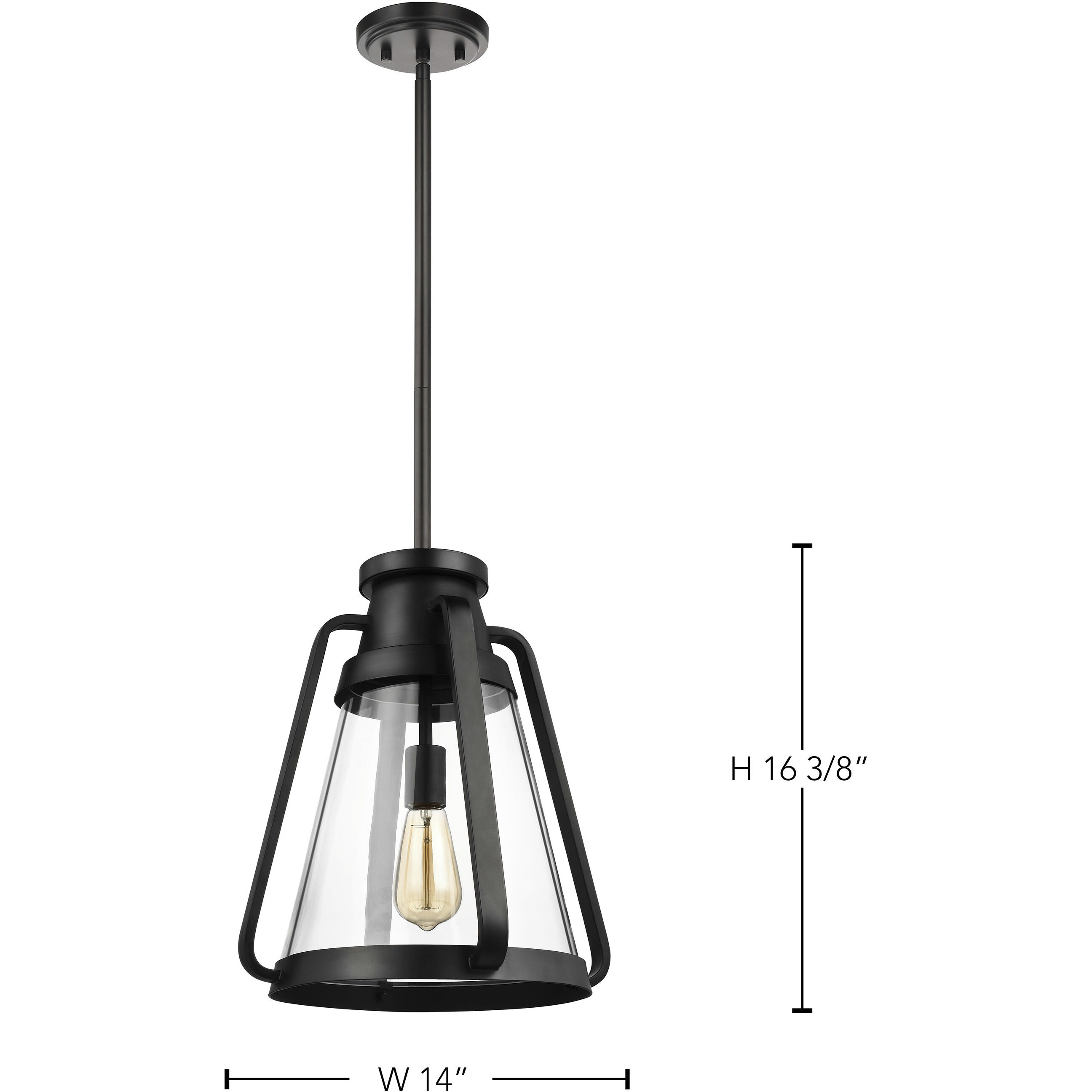 Everett 1 Light 14 inch Matte Black Pendant Ceiling Light