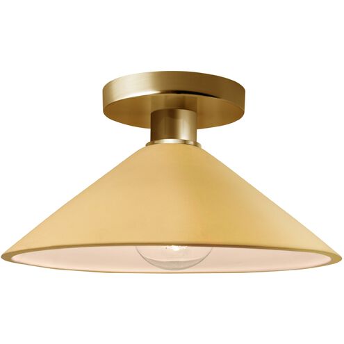 Radiance 1 Light 11.75 inch Muted Yellow and Polished Brass Semi Flush Ceiling Light