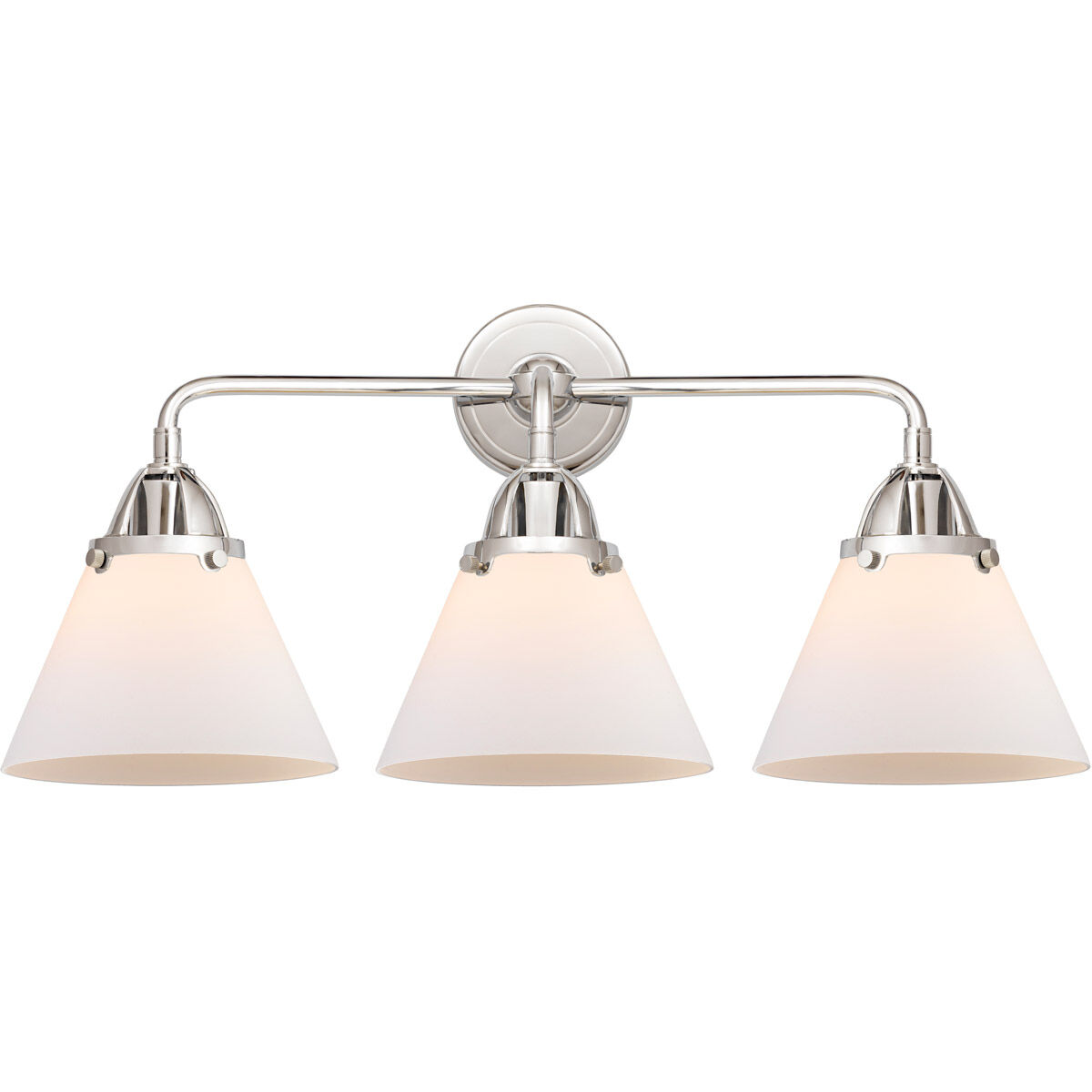 Nouveau 2 Large Cone LED 25.75 inch Polished Chrome Bath Vanity Light Wall Light in Matte White Glass