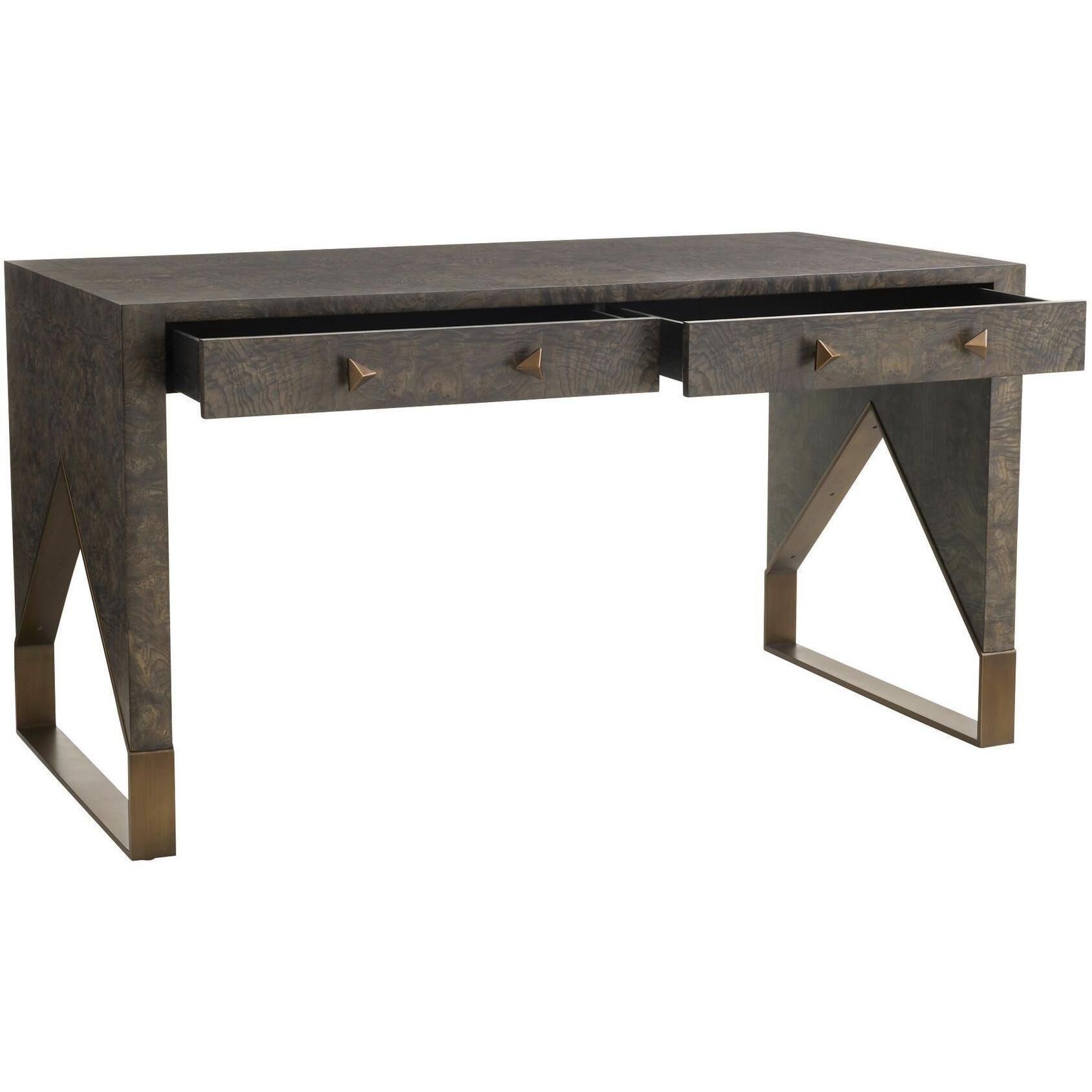 Jupiter 56 X 28 inch Truffle Burl and Antique Brass Desk