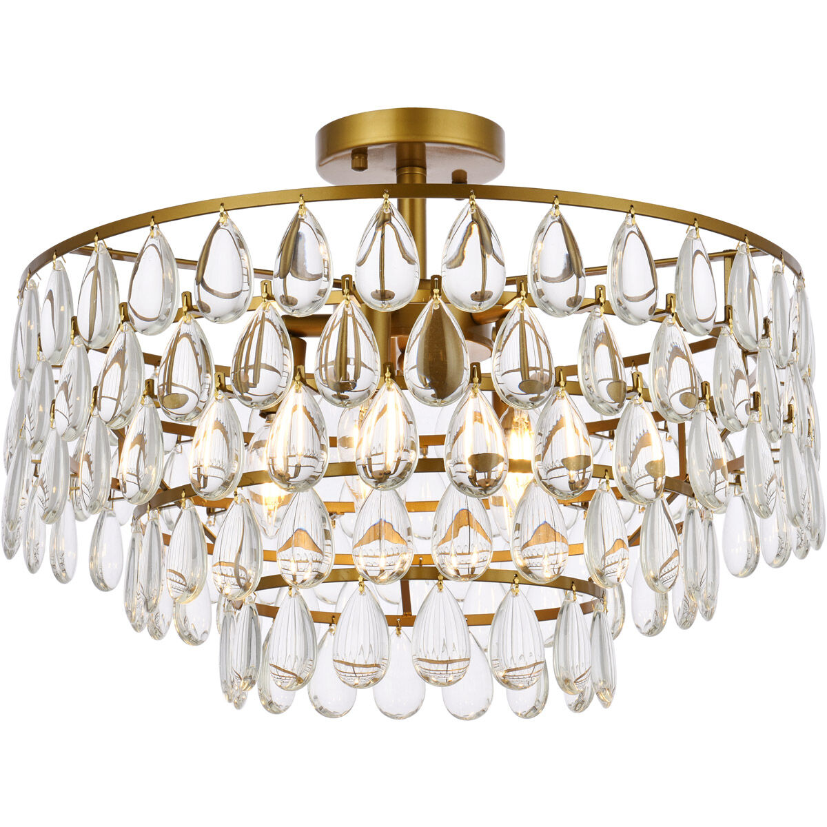 Mila 5 Light 20 inch Brass Flush Mount Ceiling Light