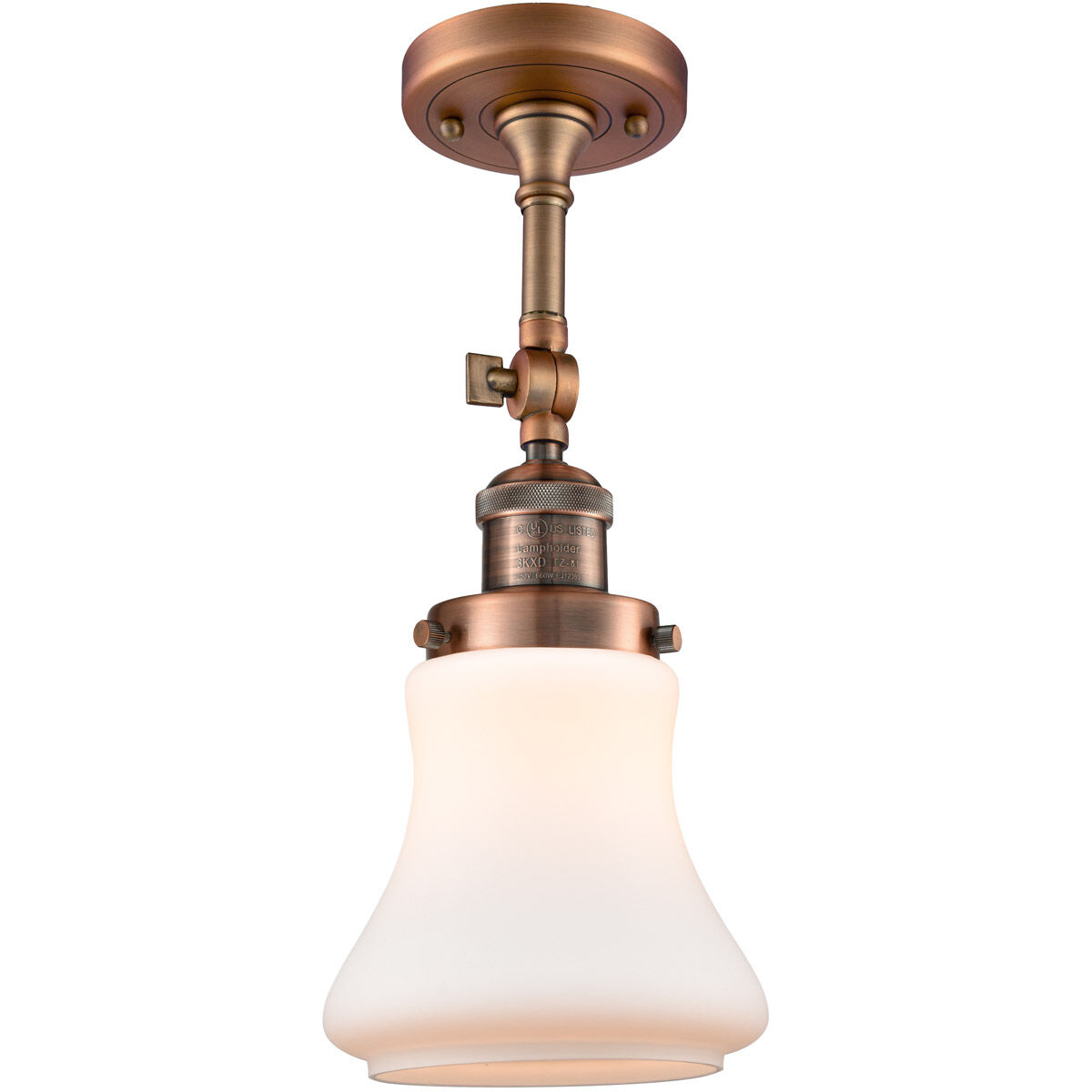 Franklin Restoration Bellmont 1 Light 7 inch Antique Copper Sconce Wall Light in Matte White Glass, Franklin Restoration