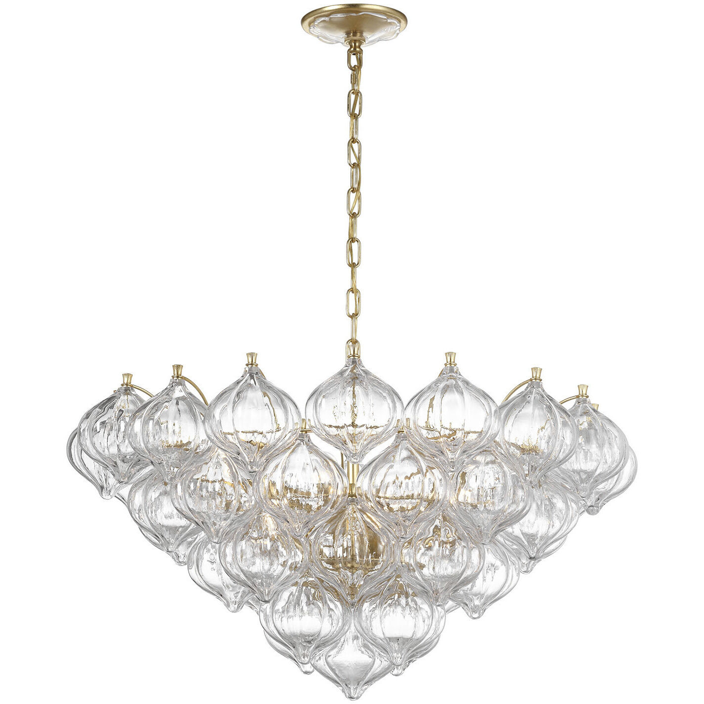 Julie Neill Caselli LED 35.5 inch Gild Basket Chandelier Ceiling Light in Clear Glass