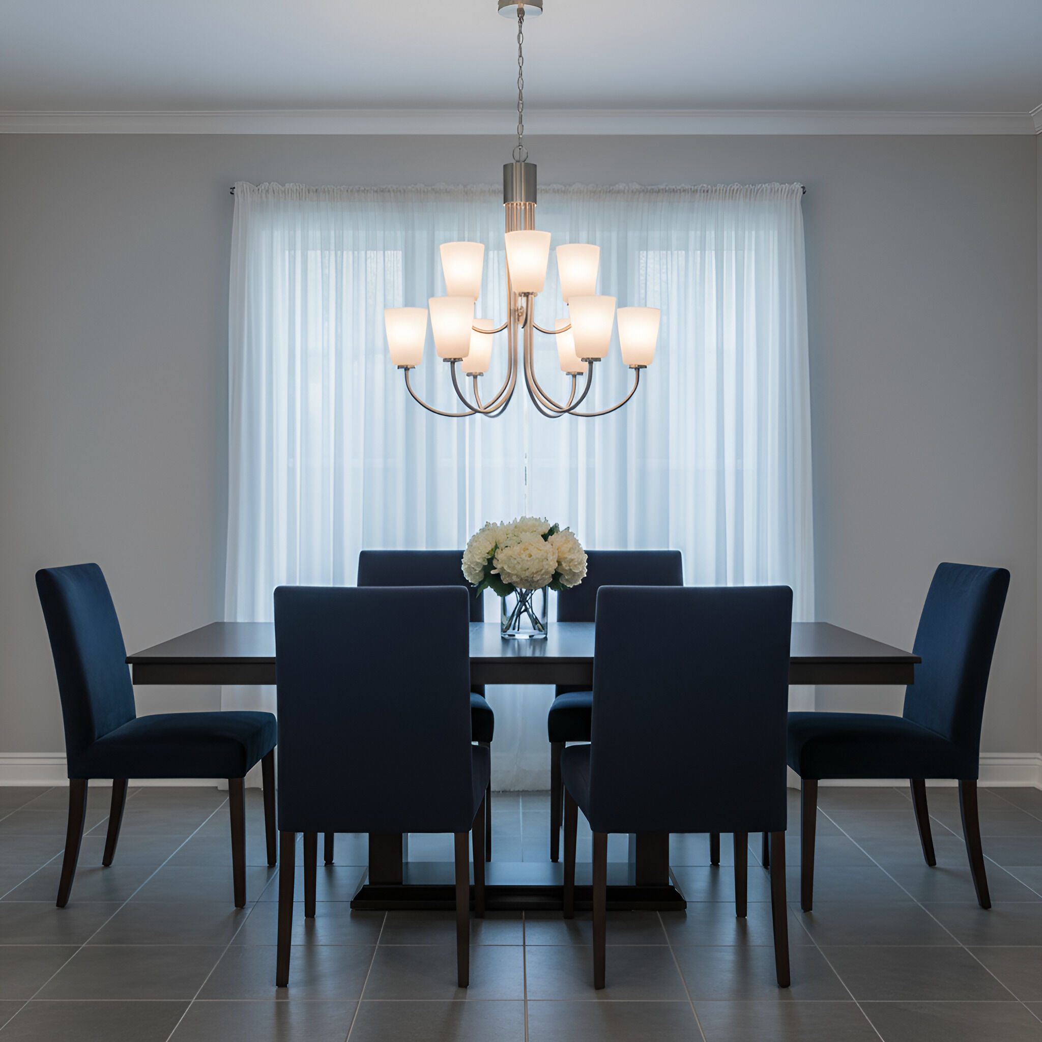 Miles 9 Light 29 inch Brushed Nickel Chandelier Ceiling Light