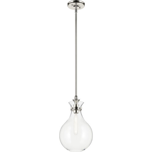 Laria 1 Light Polished Nickel Pendant Ceiling Light in Clear
