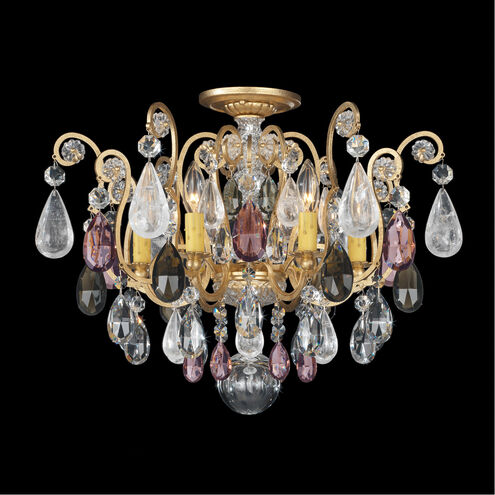 Renaissance Rock Crystal 6 Light 20 inch Etruscan Gold Semi-Flush Mount Ceiling Light in Rock Clear