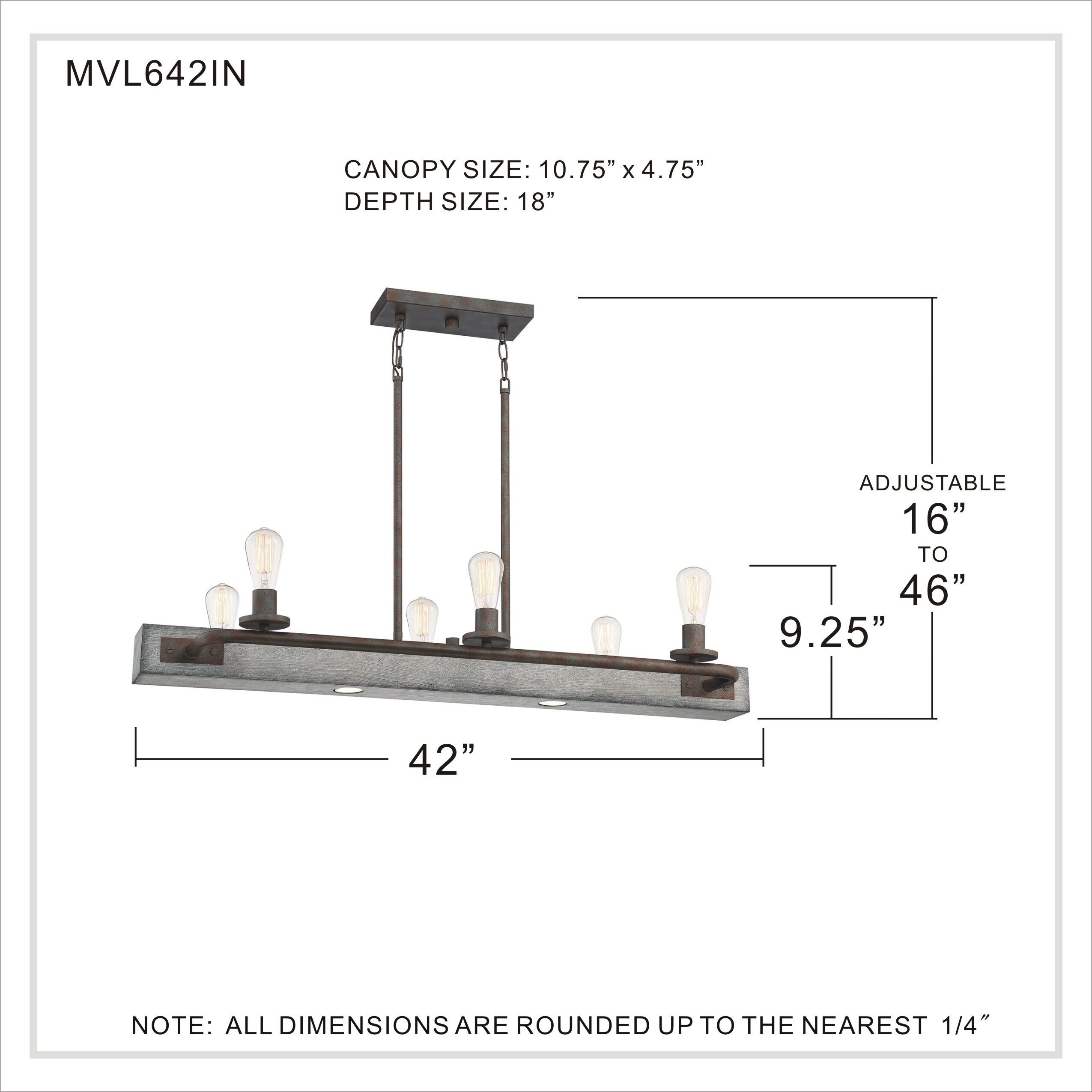 Melville 8 Light 42 inch Iron Gate Island Light Ceiling Light