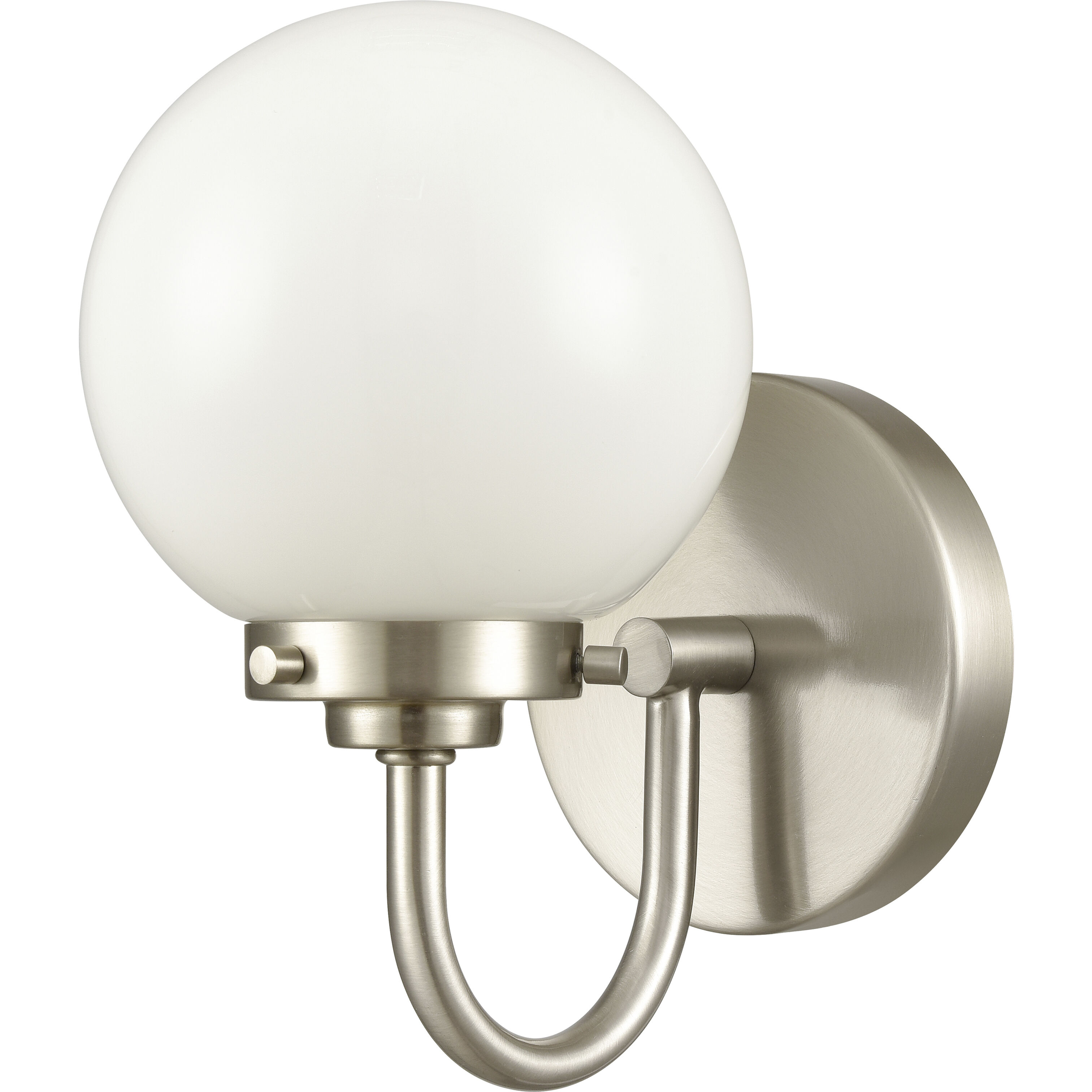 Fairbanks Sconce Wall Light in Opal Glass, Brushed Nickel