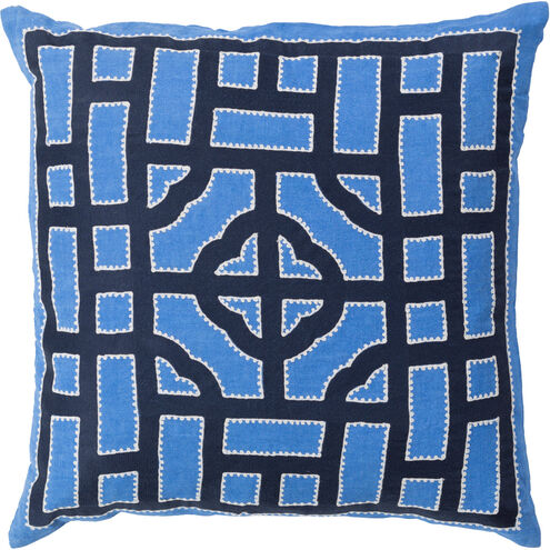 Chinese Gate 18 inch Navy, Cream, Bright Blue Pillow Kit