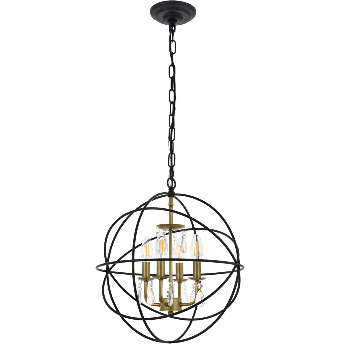 Wallace 4 Light 16 inch Matte Black and Brass Pendant Ceiling Light