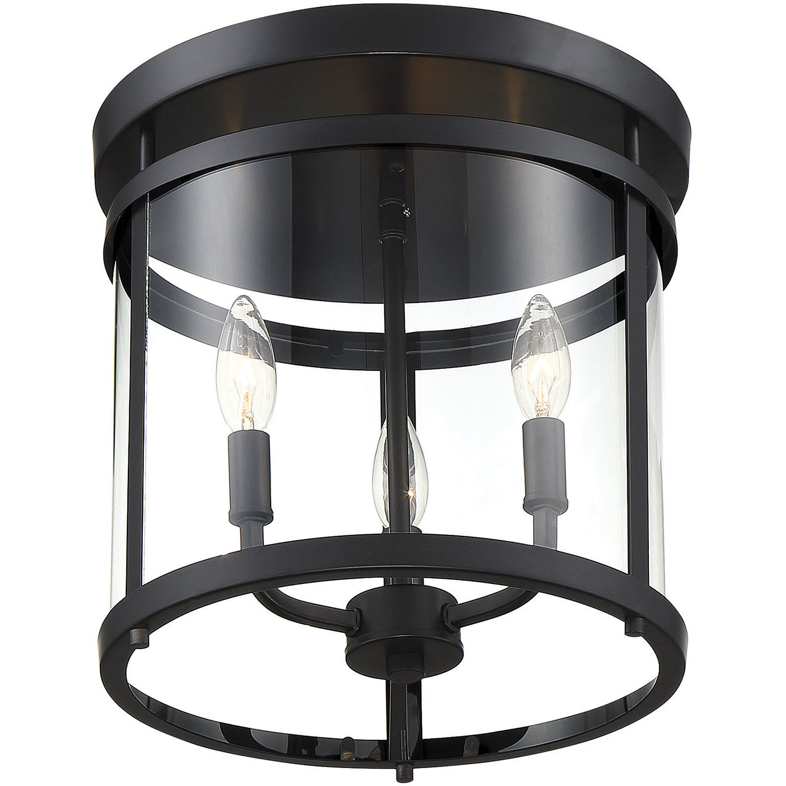 Penrose 3 Light 12.5 inch Black Semi-Flush Ceiling Light, Essentials