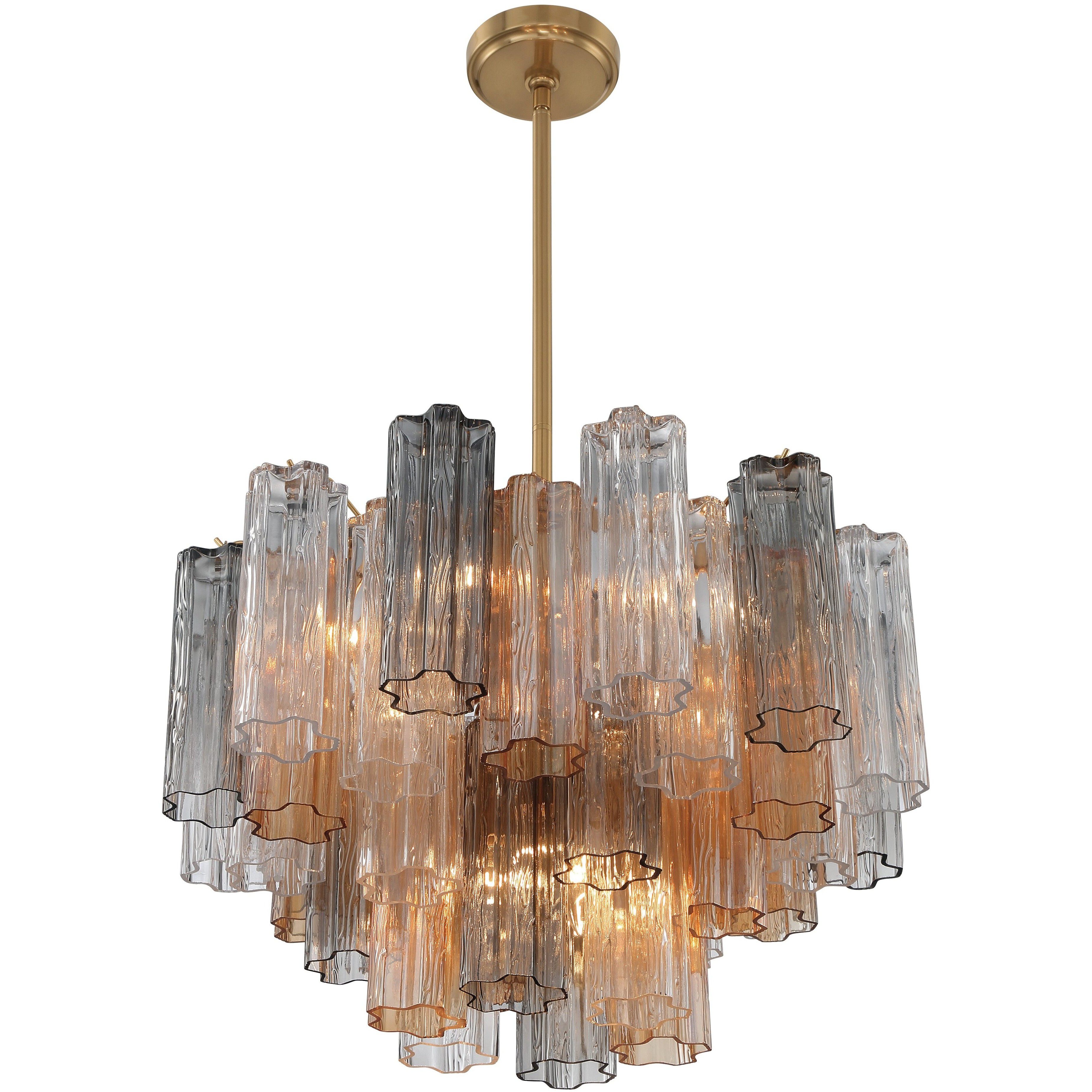 Addis 9 Light 22 inch Aged Brass Chandelier Ceiling Light in Tronchi Glass Autumn
