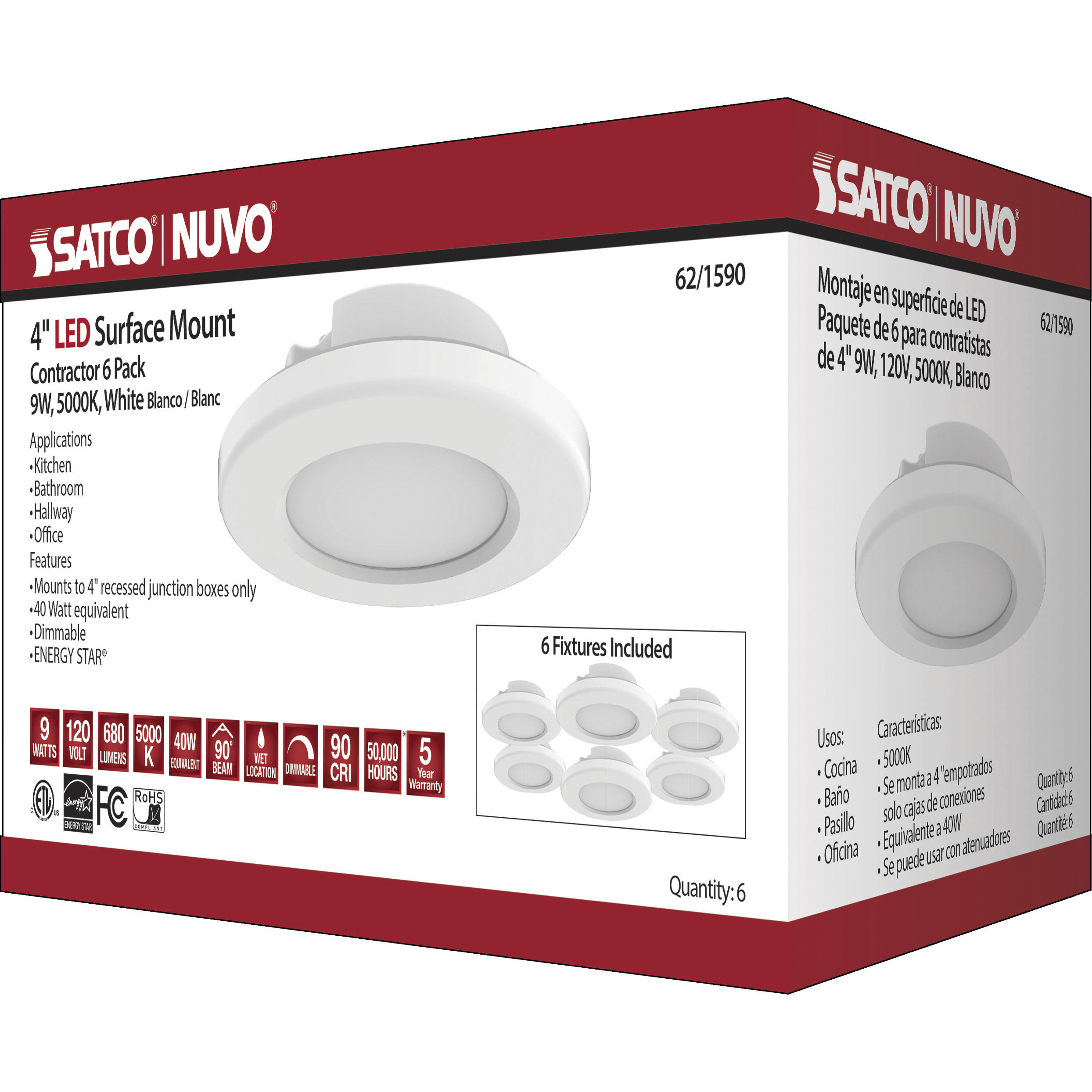 ColorQuick LED 5 inch White Close-to-Ceiling Ceiling Light, Edge Lit