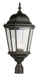 Classical 3 Light 27 inch Black Outdoor Postmount Lantern