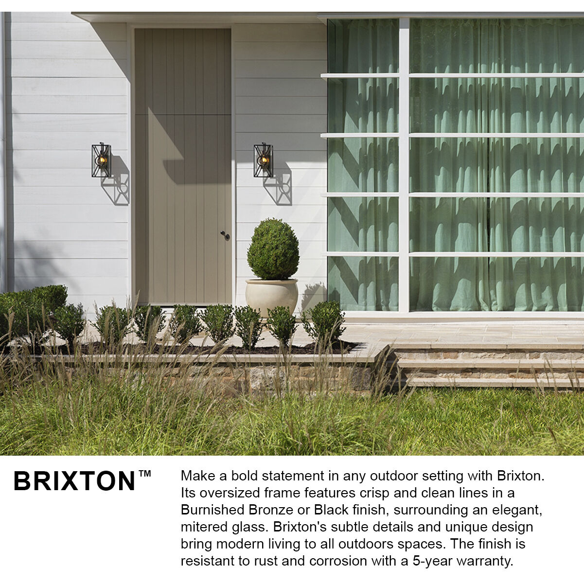 Coastal Elements Brixton Outdoor Wall Mount Lantern in Burnished Bronze, Medium