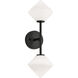 Novo 2 Light 6.25 inch Black Wall Sconce Wall Light in Black and Opal Glass