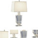 Artemis 20.5 inch 60 watt Clear Crystal with Silver Plate Accent Lamp Portable Light in Off-White Dupioni