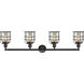 Franklin Restoration Small Bell Cage 4 Light 43 inch Black Antique Brass Bath Vanity Light Wall Light in Silver Plated Mercury Glass, Franklin Restoration