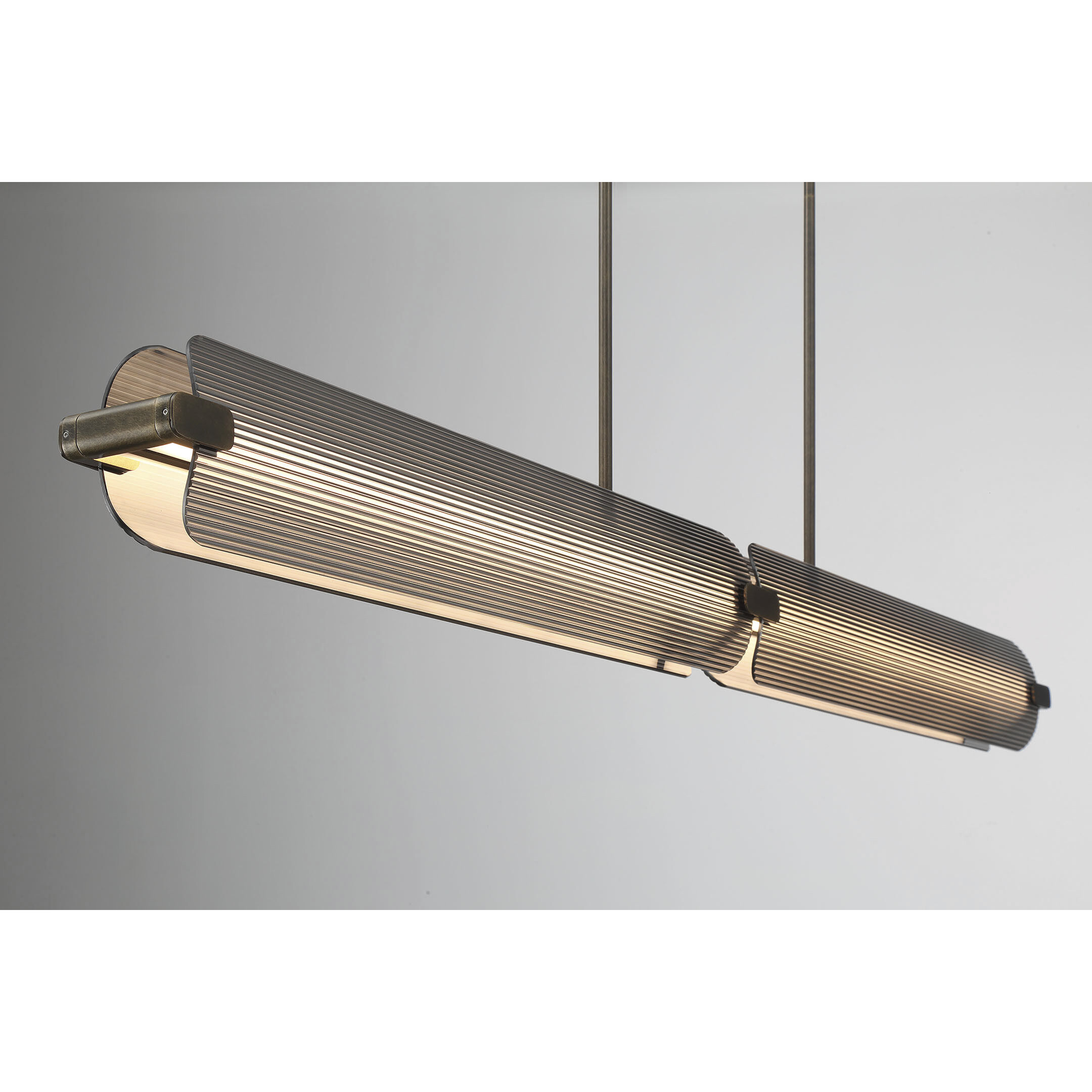 Neoness LED 67 inch Weathered Brass Linear Chandelier Ceiling Light in Smoke
