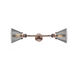 Franklin Restoration Large Cone 2 Light 8 inch Antique Copper Bath Vanity Light Wall Light in Plated Smoke Glass, Franklin Restoration
