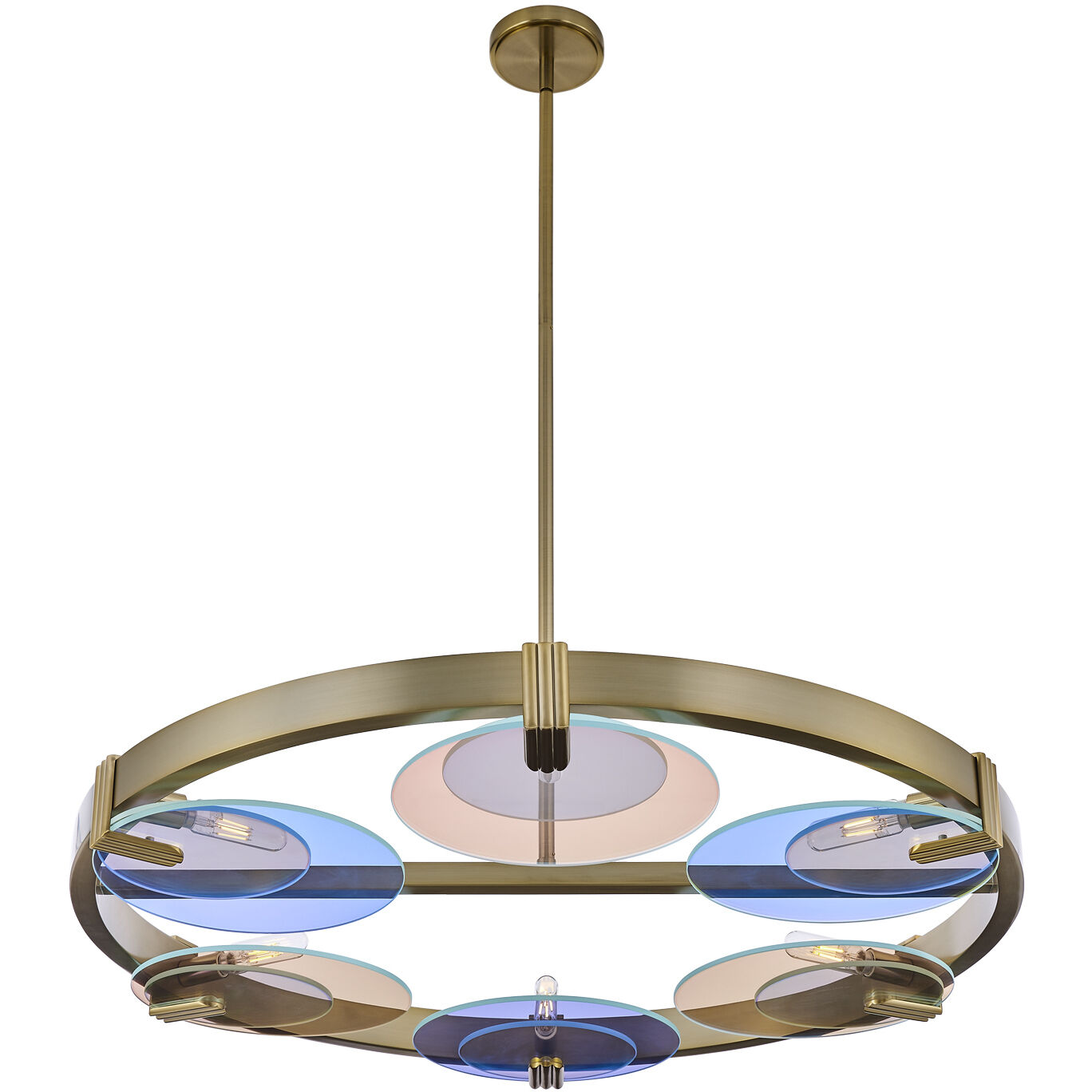 Optics 6 Light 36 inch Winter Brass Chandelier Ceiling Light