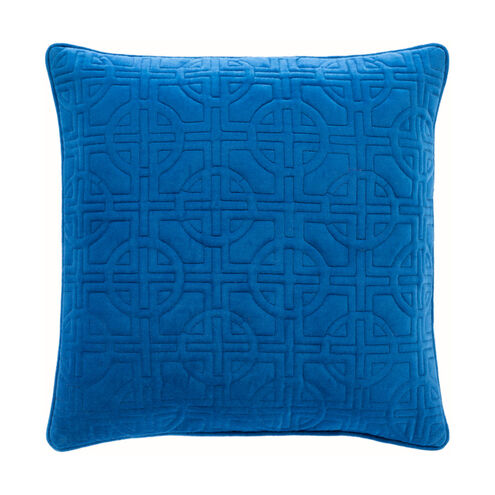 Quilted Cotton Velvet 18 X 18 inch Bright Blue Pillow Kit, Square
